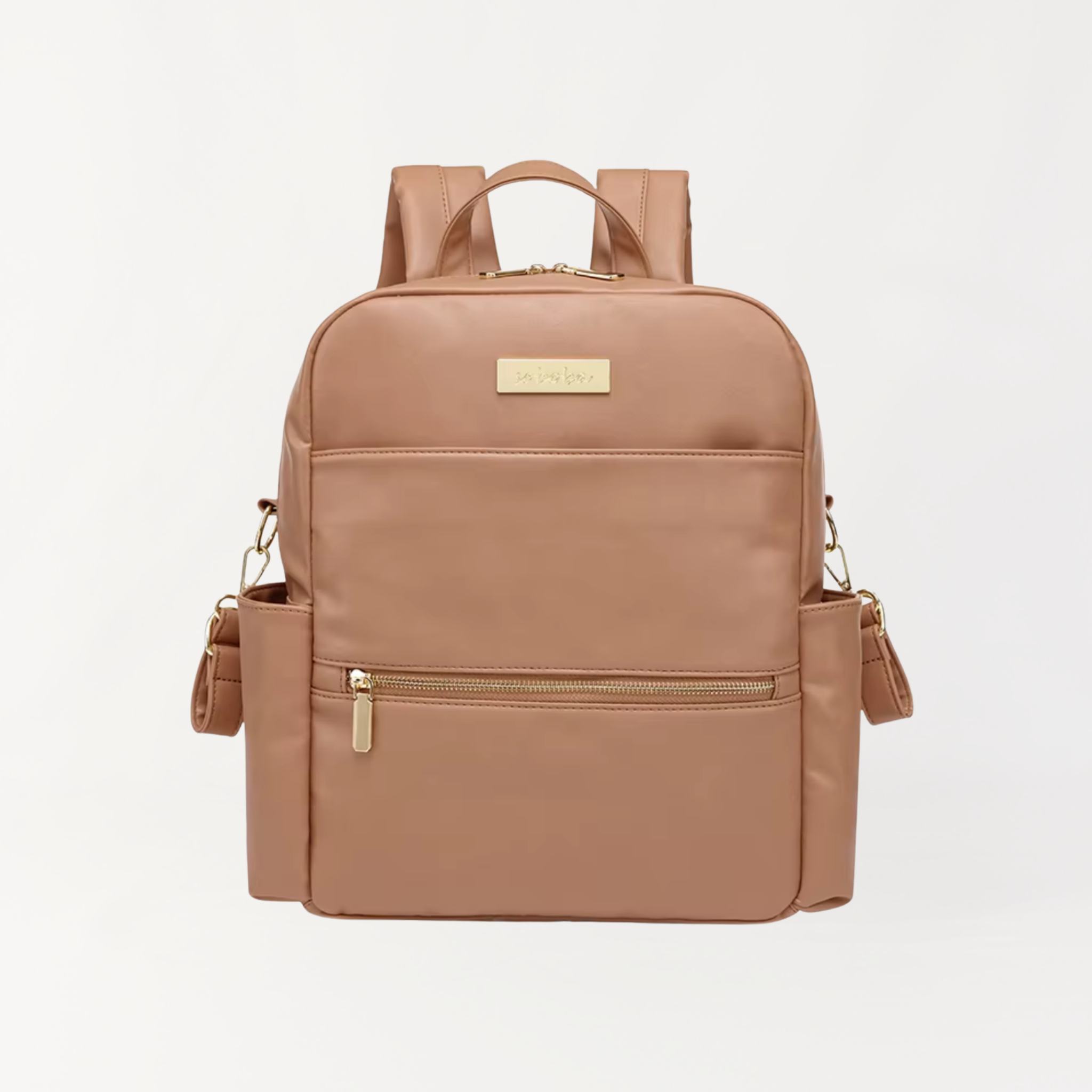 Remmii Carter Nappy Backpack in Tan, Front View