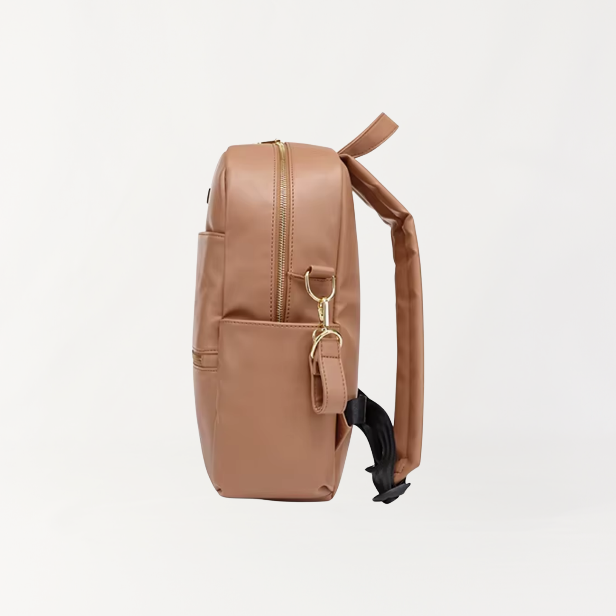 Remmii Carter Nappy Backpack in Tan, Side View