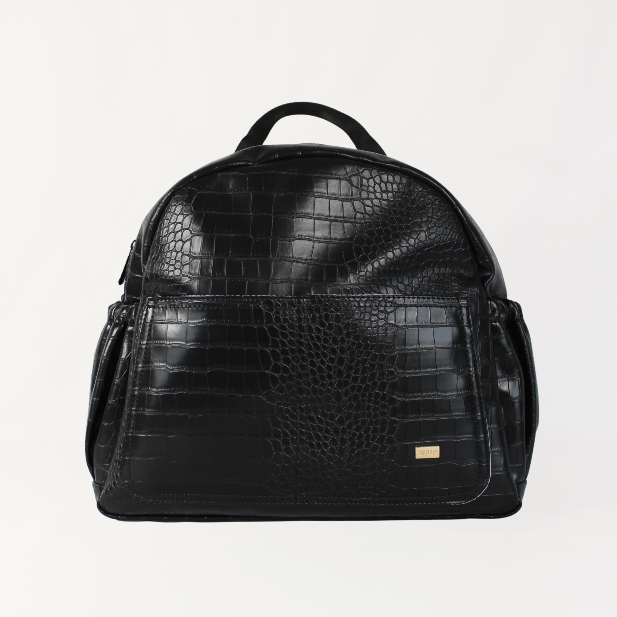 Remmii Emerson Nappy Backpack in Black Croc, Front View