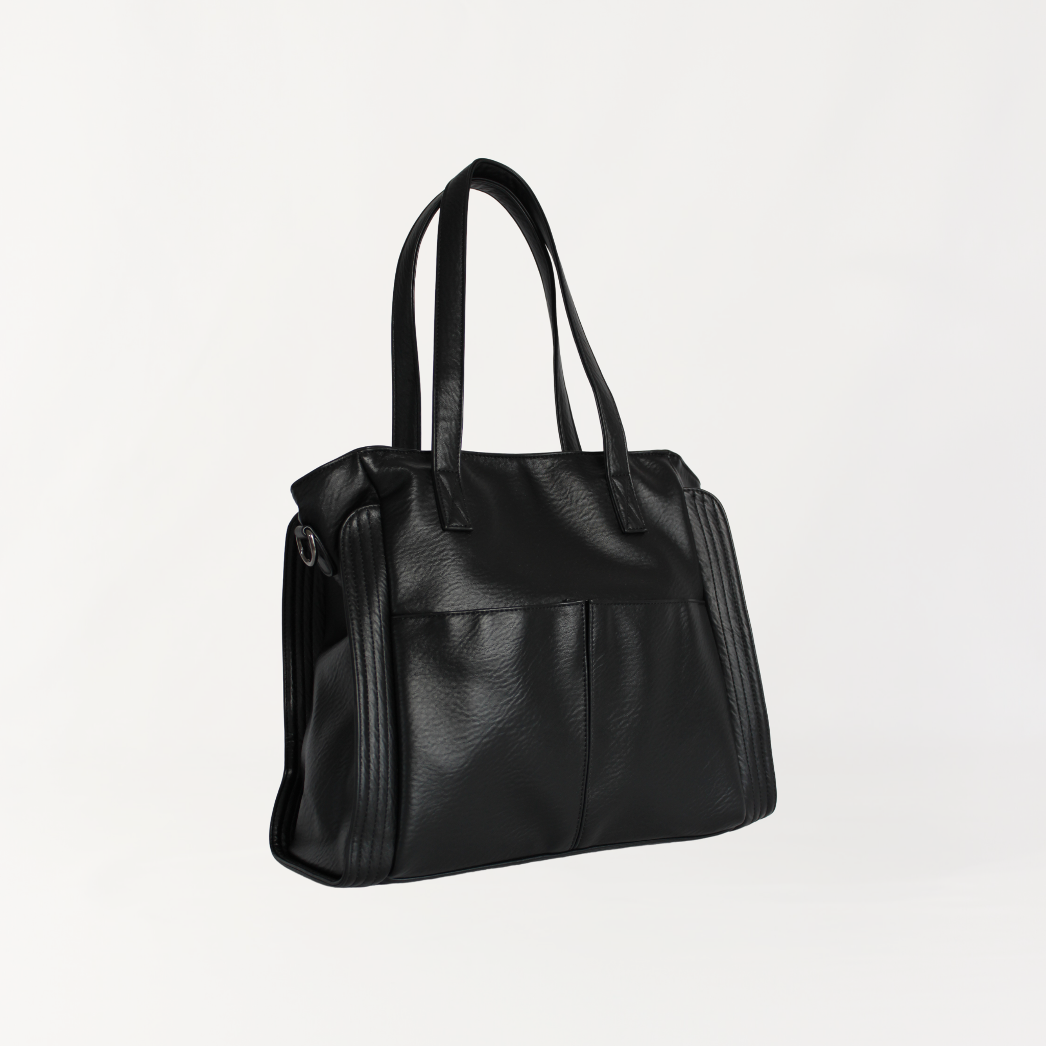 Remmii Harper Baby Tote in Black, Angled View