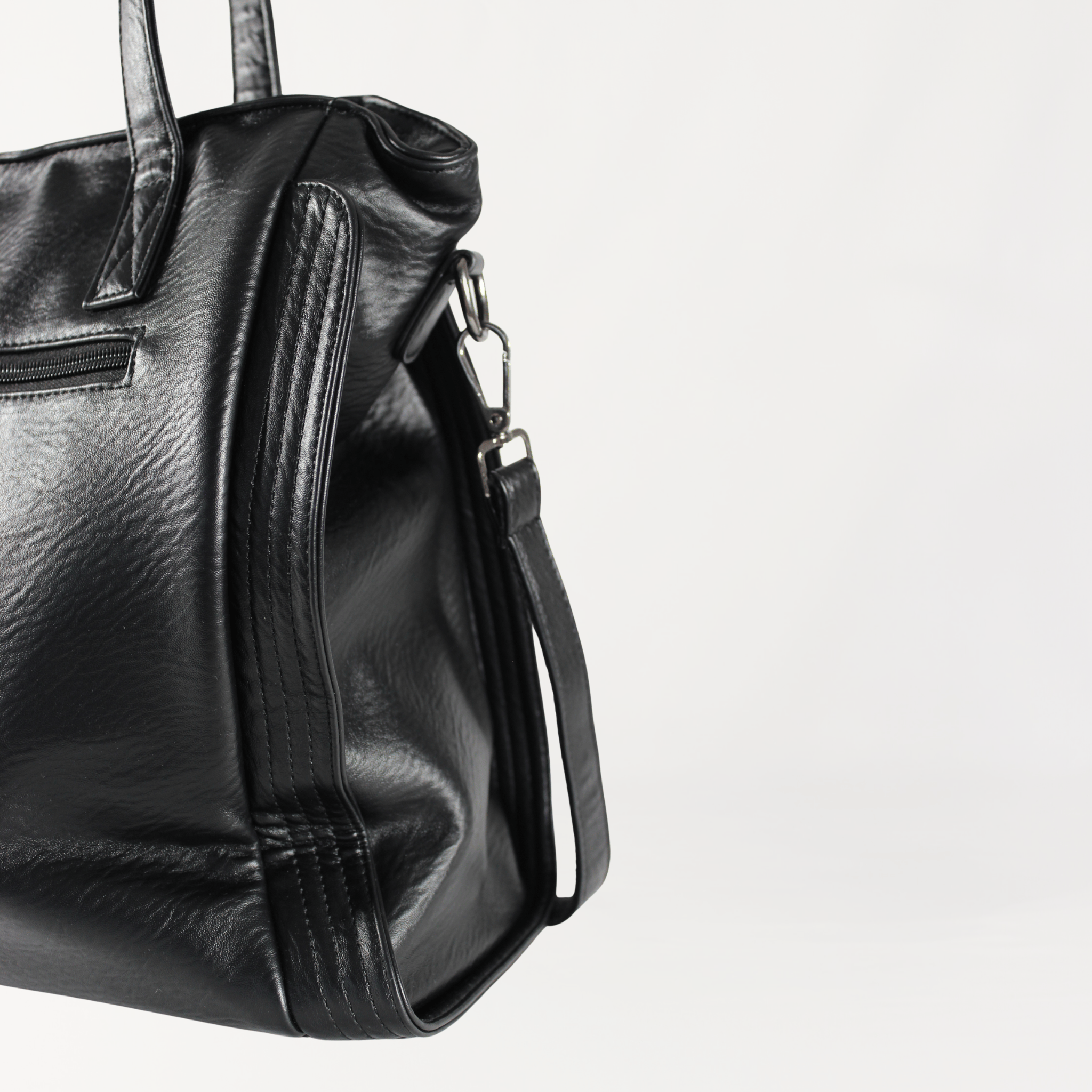 Remmii Harper Baby Tote in Black, Back Close Up On Angle