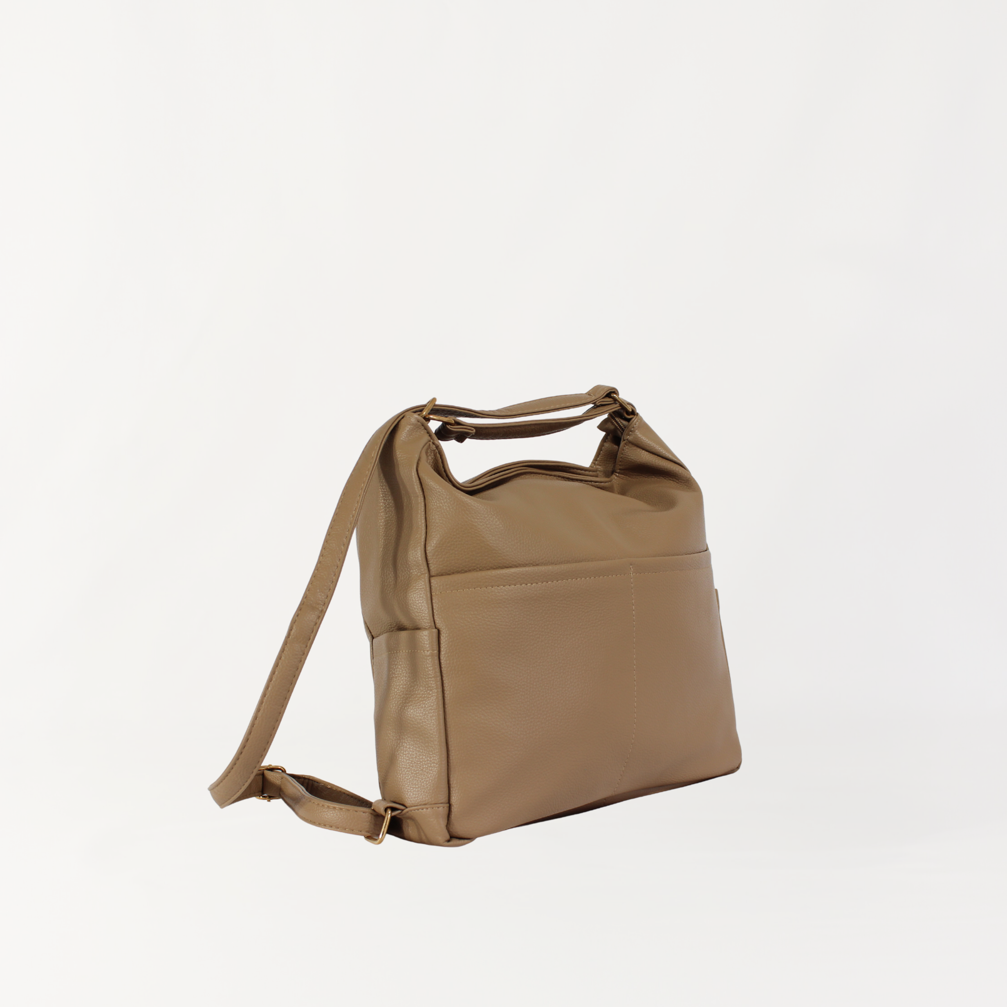 Remmii Noah Baby Tote in Tan, Angled View