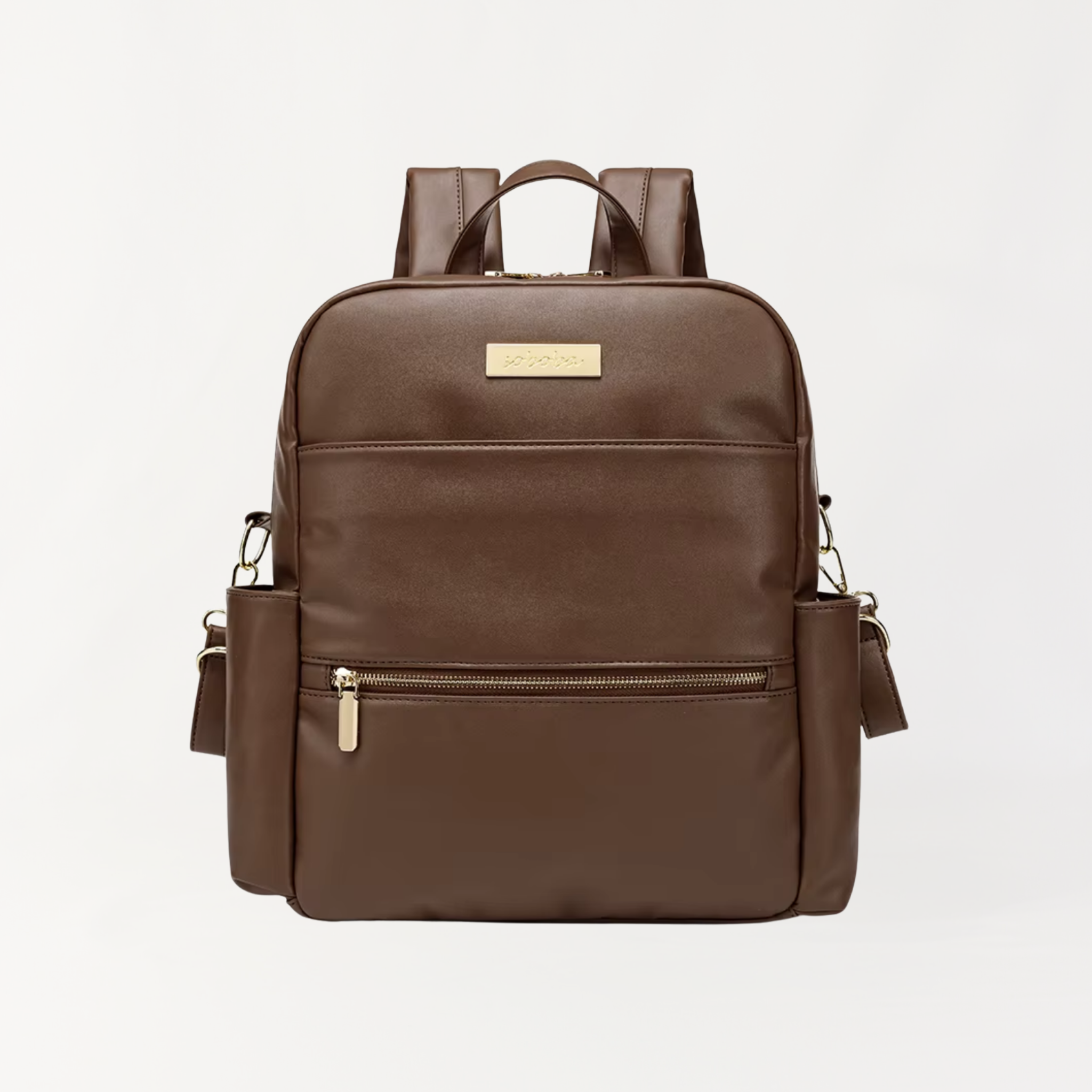 Remmii Carter Nappy Backpack in Chocolate, Front View