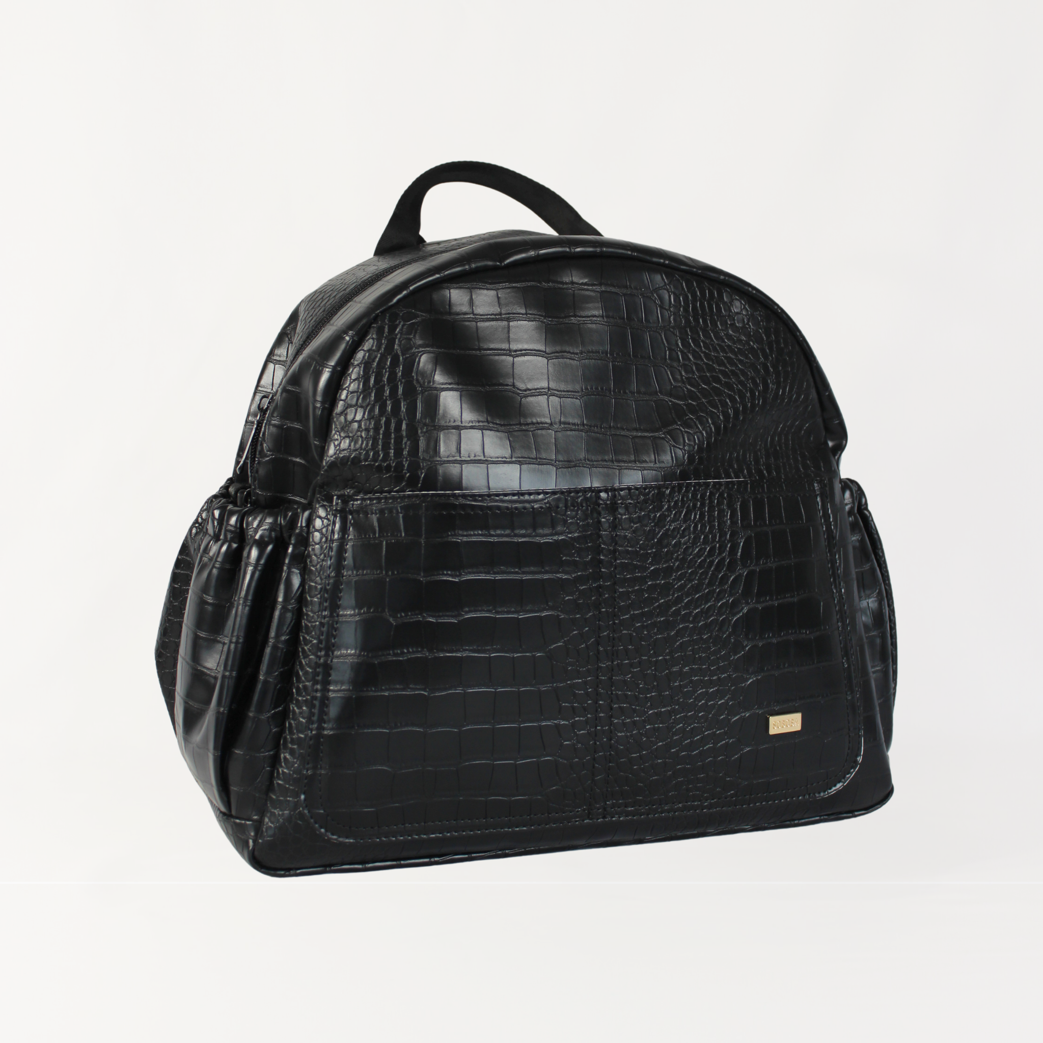 Remmii Emerson Nappy Backpack in Black Croc, Angle View