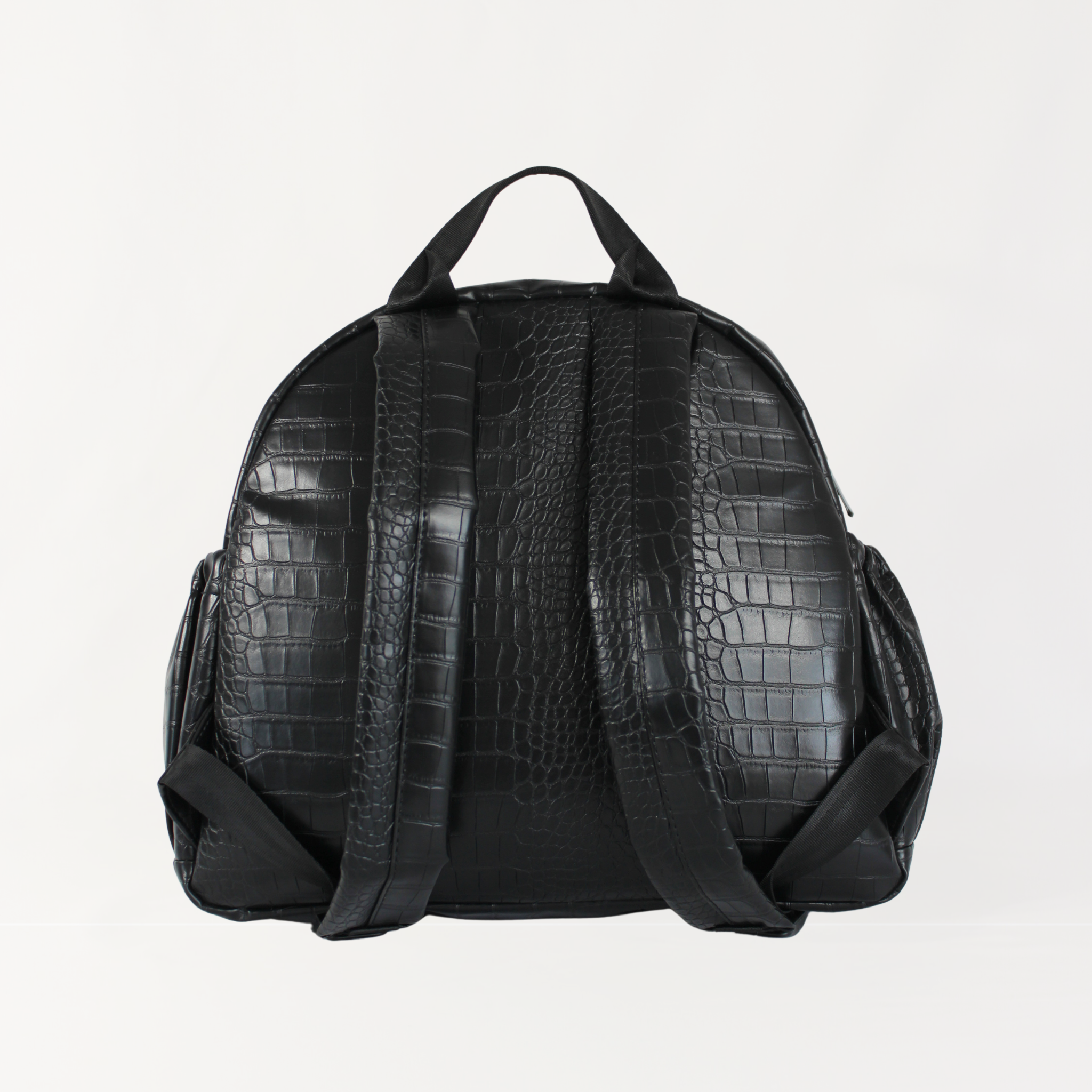 Remmii Emerson Nappy Backpack in Black Croc, Back View