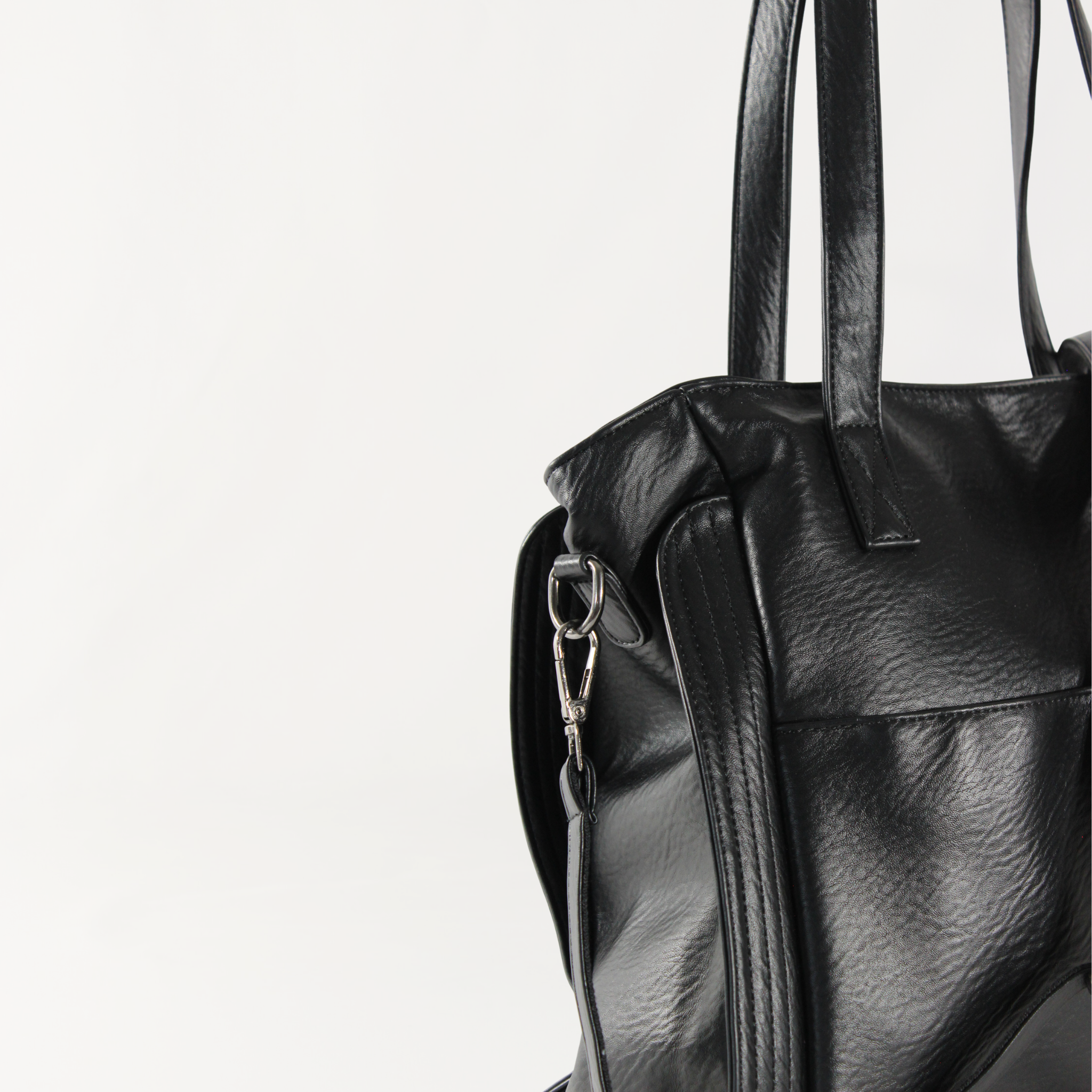 Remmii Harper Baby Tote in Black, Close Up On Angle