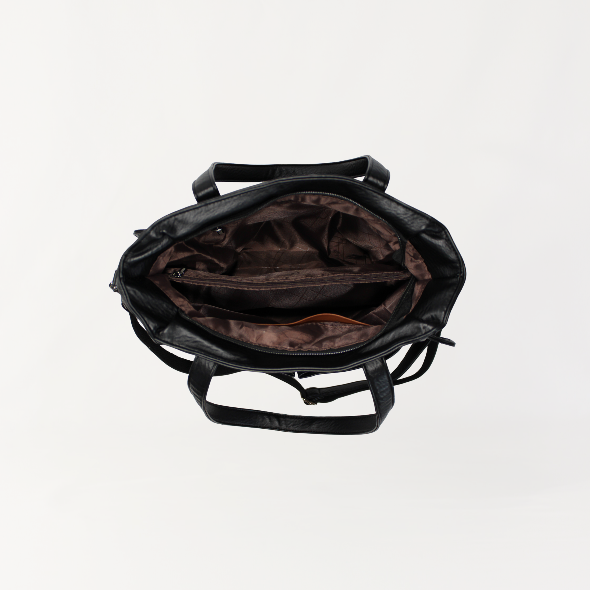 Remmii Harper Baby Tote in Black, Bag Is Empty Shown In Top View