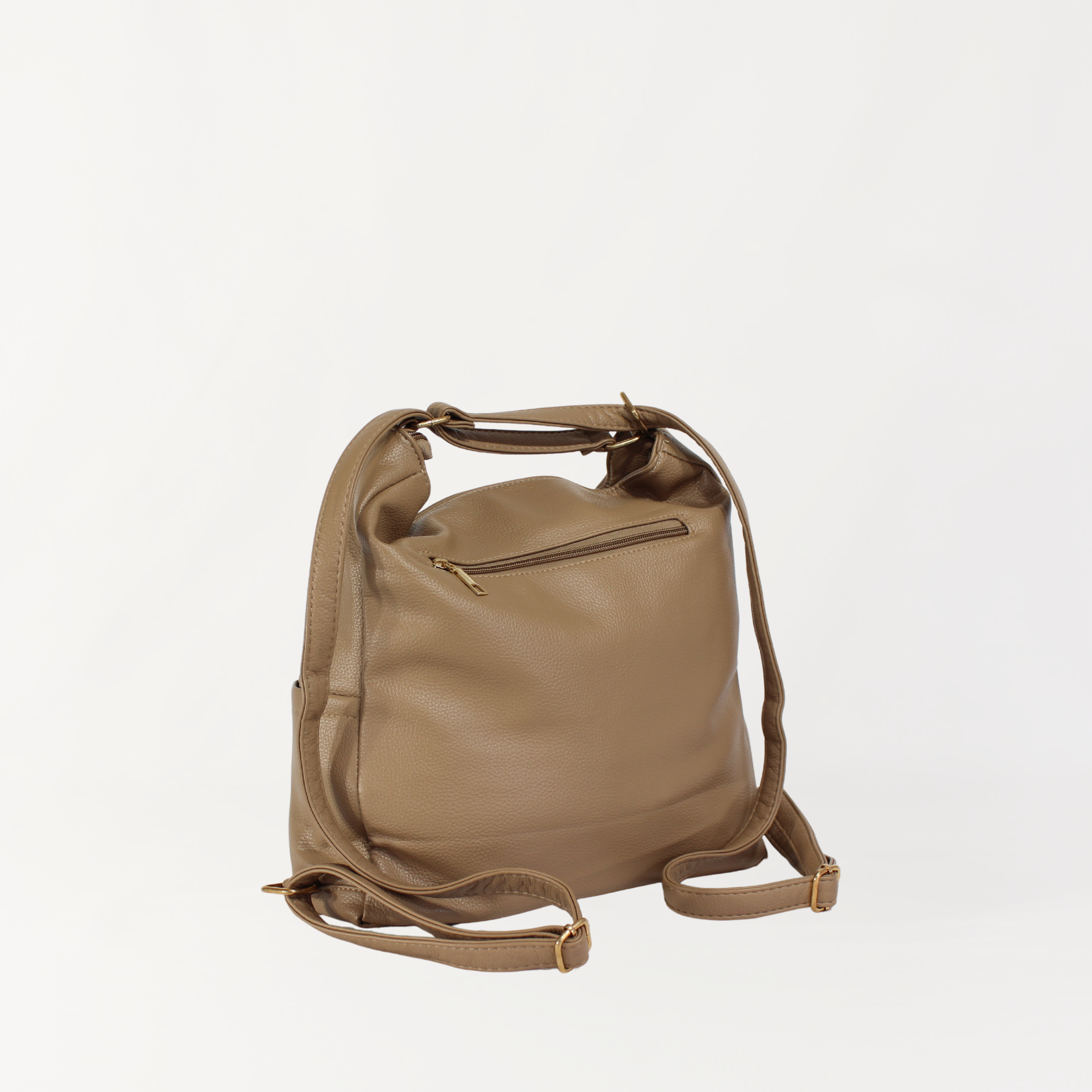 Remmii Noah Baby Tote in Tan, Angled Back View