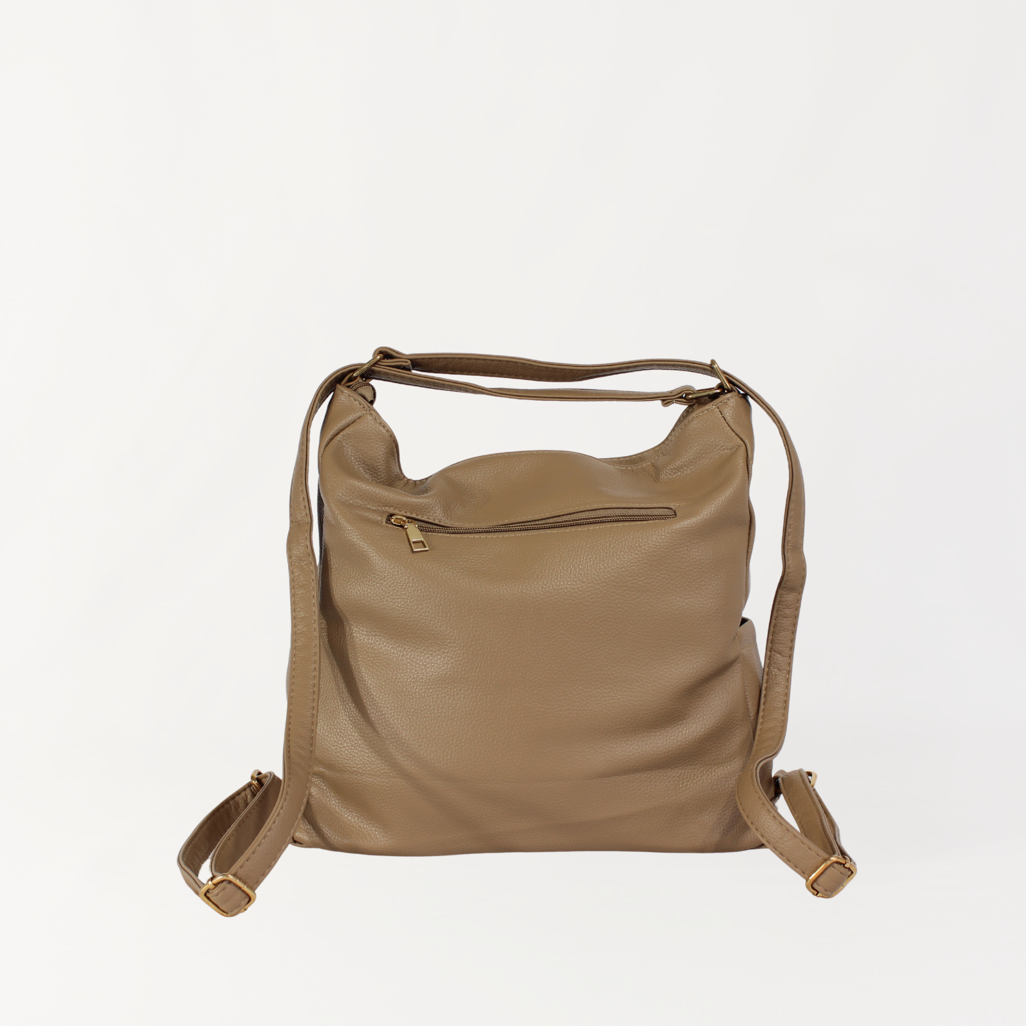 Remmii Harper Baby Tote in Tan, Back View With Backpack Straps