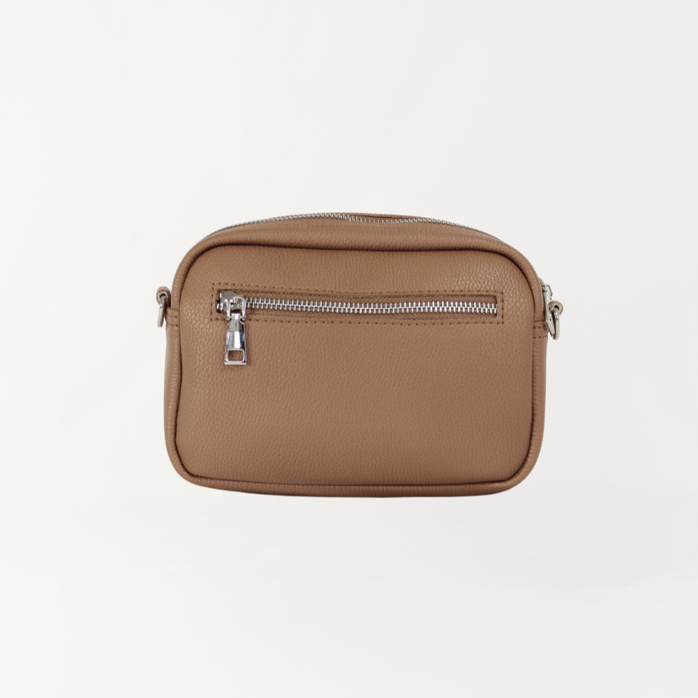 Remmii Riley Crossbody Baby Bag in Almond, Back View
