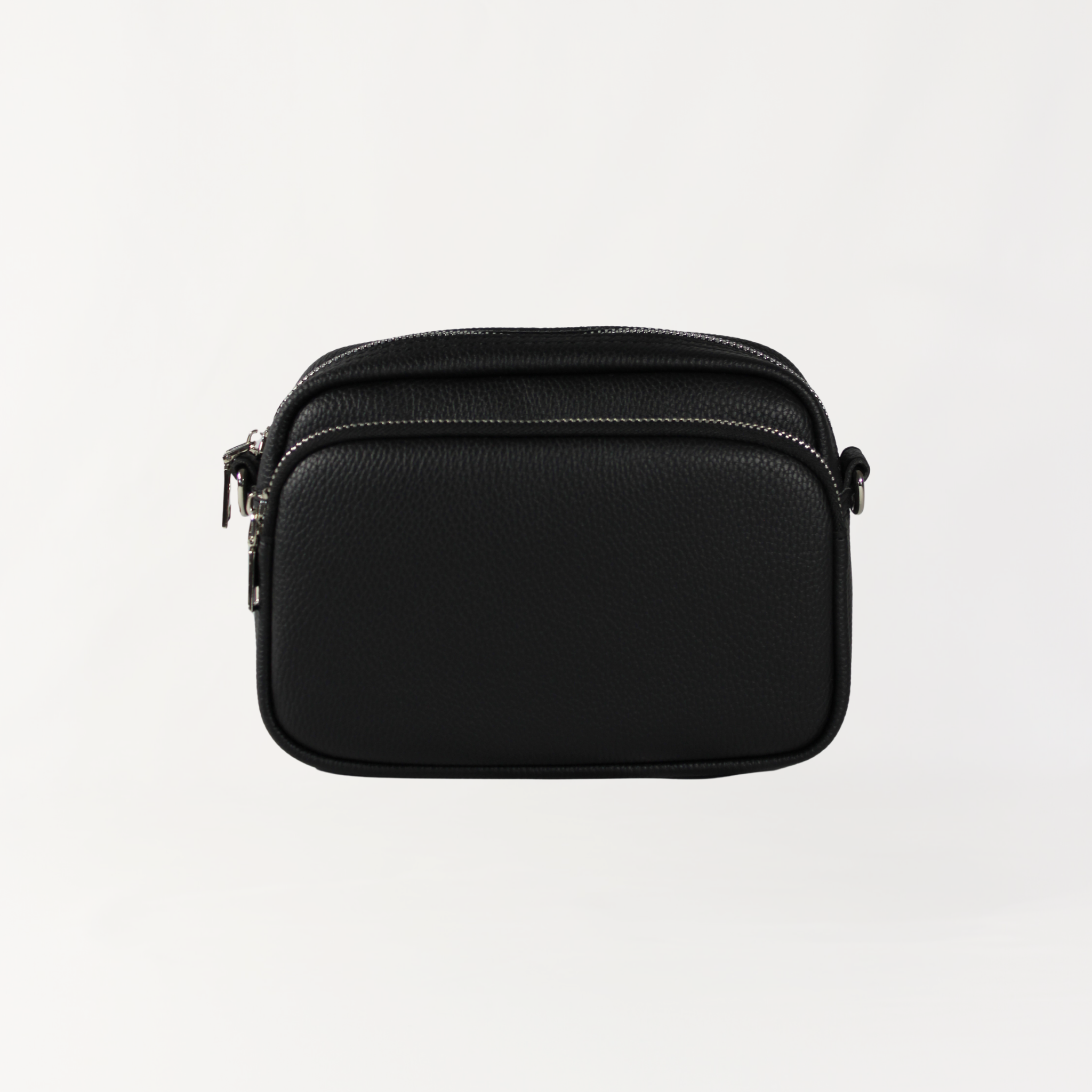 Remmii Riley Crossbody Baby Bag in Black, Front View