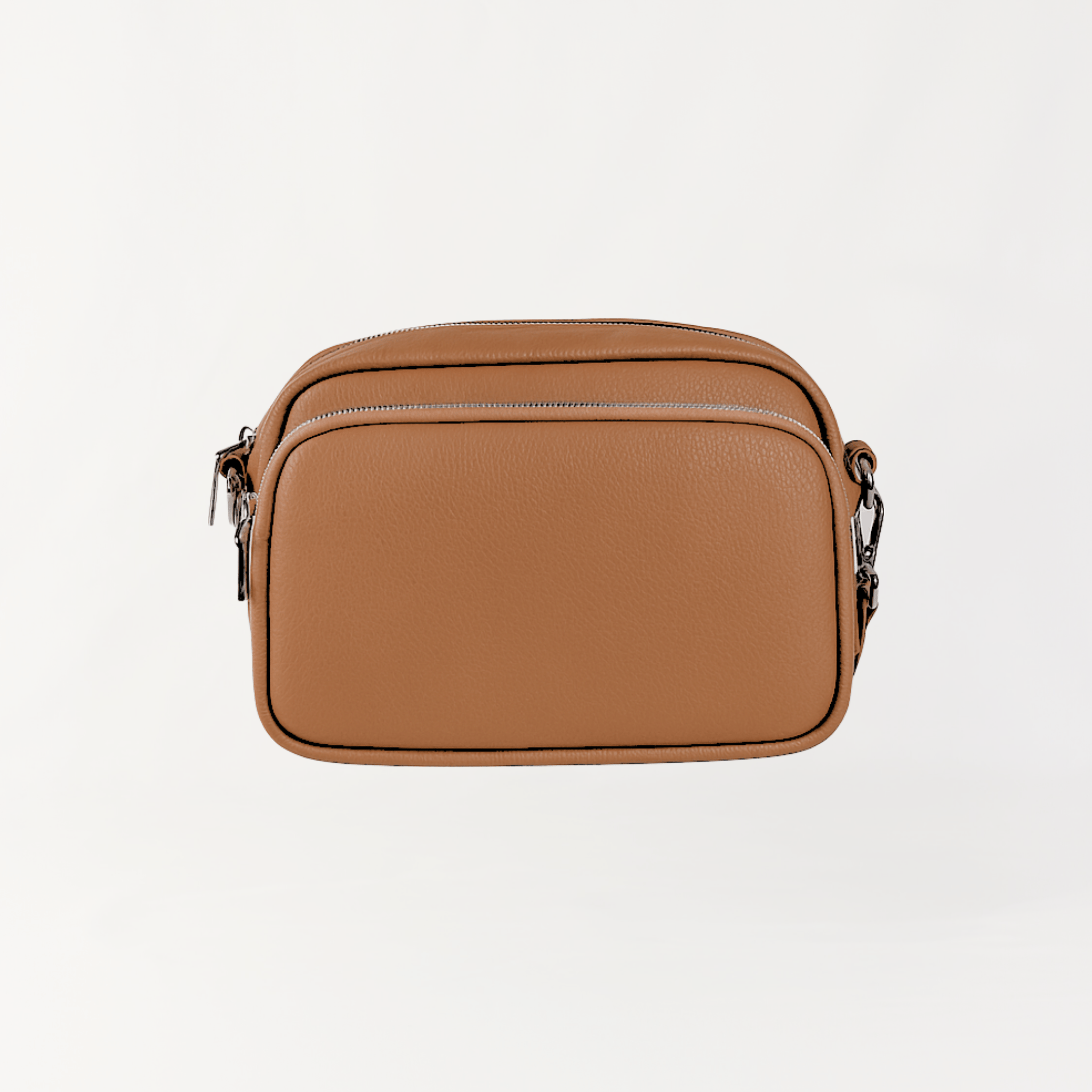 Remmii Riley Crossbody Baby Bag in Caramel, Front View